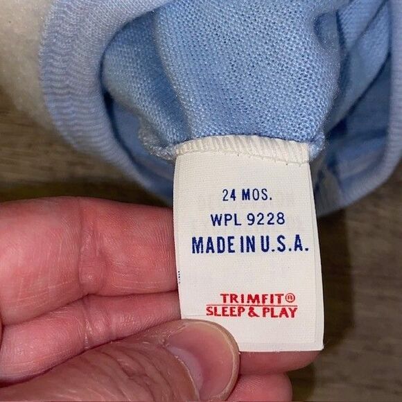 Trimfit NWT Vintage Sleep & Play Footed BUNNY Pajamas 24 Mos Blue One Piece - Picture 4 of 5